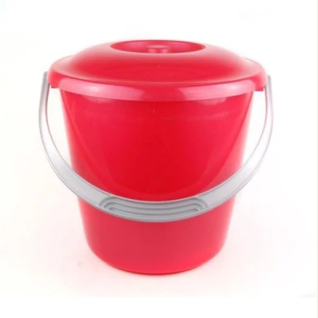 Ведро 10л пластик СОЛО красное перламутровое с крышкой С633ККРА (12)