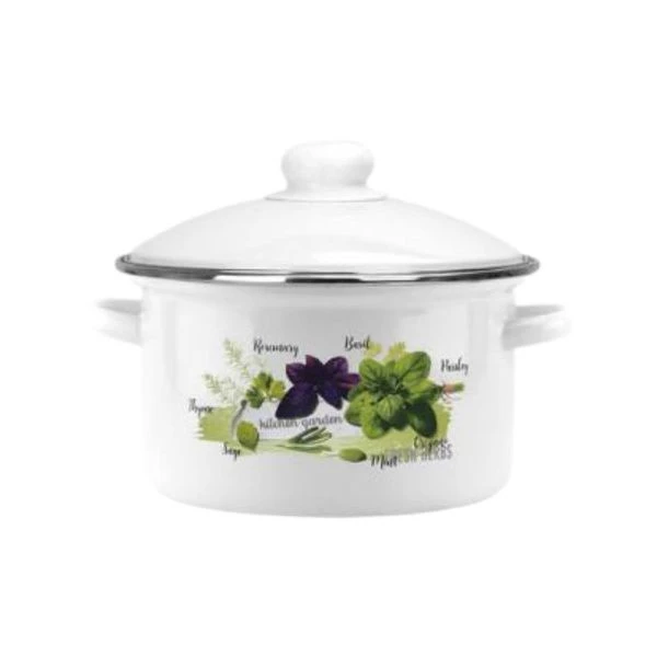 Кастрюля 3л эмаль БАЗИЛИК белая 01-Б1612/4 (4)