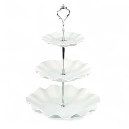 Этажерка сервировочная 3 яруса 14/20/24см h37см фарфор МАРШМЕЛЛОУ подар.уп. (12)