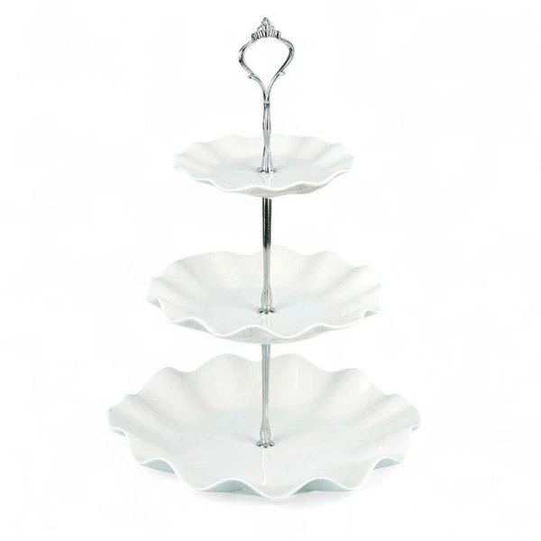 Этажерка сервировочная 3 яруса 14/20/24см h37см фарфор МАРШМЕЛЛОУ подар.уп. (12)