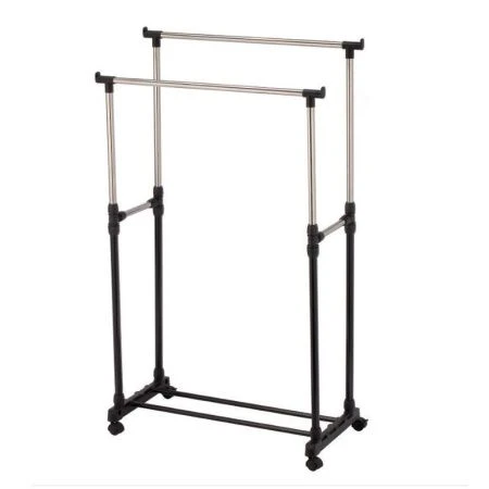 Вешалка гардеробная телескопическая двойная на колесах 80*41*93-155см трубка 25-22/19см Dual (6)