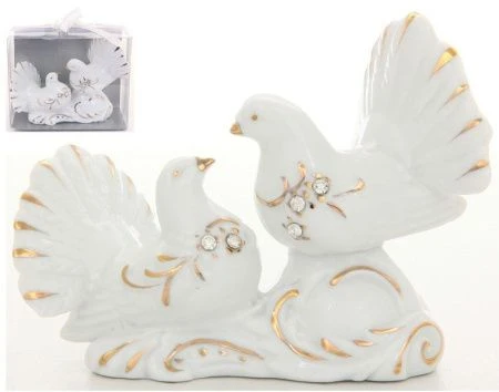 яяяФигурка Голуби стразы 12см в п/у с бантиком (60)
