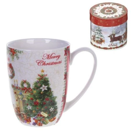 яяяКружка фарфор 375мл Merry Christmas 12*8,5*10см подар.уп. (36)