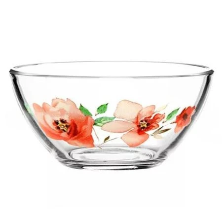 Салатник 16см 800мл стекло Гладкий средний АКВАРЕЛЬНЫЕ ЦВЕТЫ (18)
