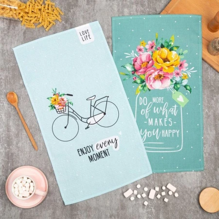 Полотенца кухонные набор 2шт 36*60см хлопок You happy (200)