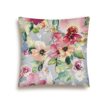 Наволочка декоративная 45*45см гобелен АКВАРЕЛЬ АНЕМОНЫ на сером