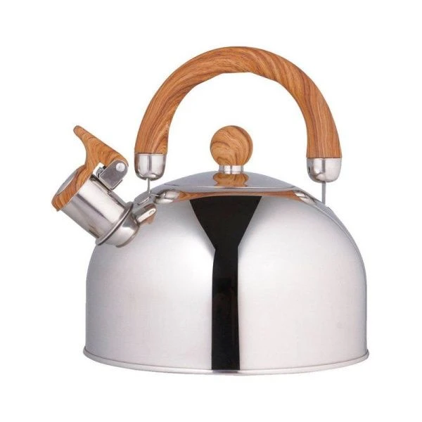 Чайник со свистком 2,5л нерж.сталь коричневая ручка (12)
