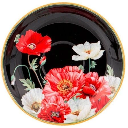 Чайный набор 2пр фарфор МАКИ на 1 персону 500мл черный (18)