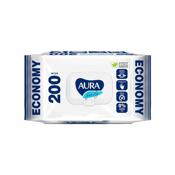 Влажные салфетки АУРА ДЕТСКИЕ 200шт. с крышкой ультракомфорт big-pack  (12)  15793