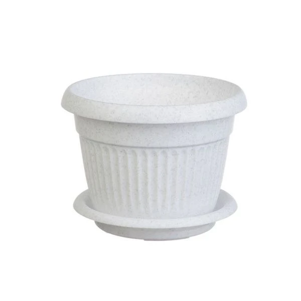 Кашпо 7,4л d280мм пластик ЛИВИЯ с поддоном мраморный (12)