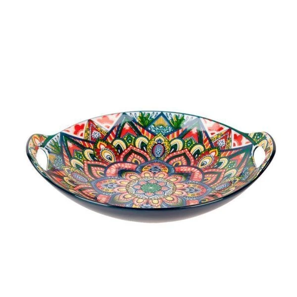 Блюдо 22,5*20,5*4,5см фарфор Arabesque синий с ручками (36) ВЫВОД