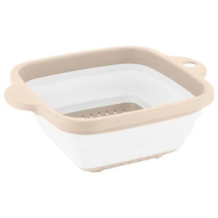 Дуршлаг складной с ручкой 2,2л пластик квадратный латте (19)