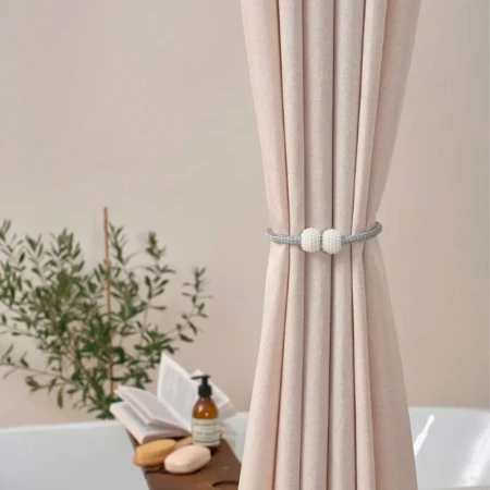 Штора для ванной 180*180см полиэстер кремовая (50)