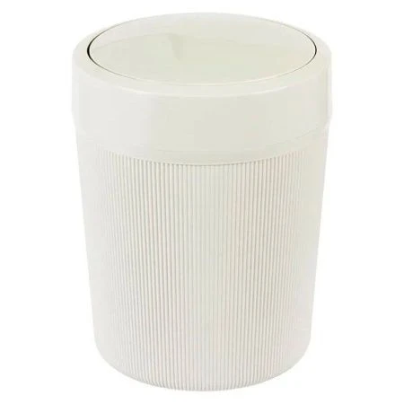 Контейнер для мусора 4л 18,5*24см пластик ВЕЛЬВЕТ белый ротанг с подвижной крышкой (20)