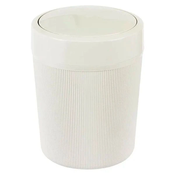 Контейнер для мусора 4л 18,5*24см пластик ВЕЛЬВЕТ белый ротанг с подвижной крышкой (20)