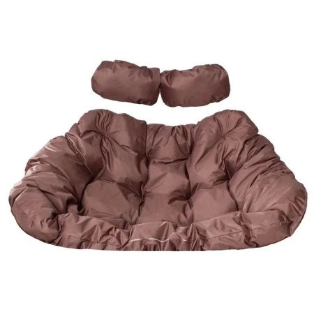 Кресло подвесное ДОБРЫНЯ Home с ротангом металл бежевое,корич.подушка 180*145*190см (max нагр.200кг)