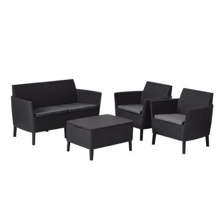 Набор мебели пластик Salemo (диван, 2 кресла, стол) графит (1)
