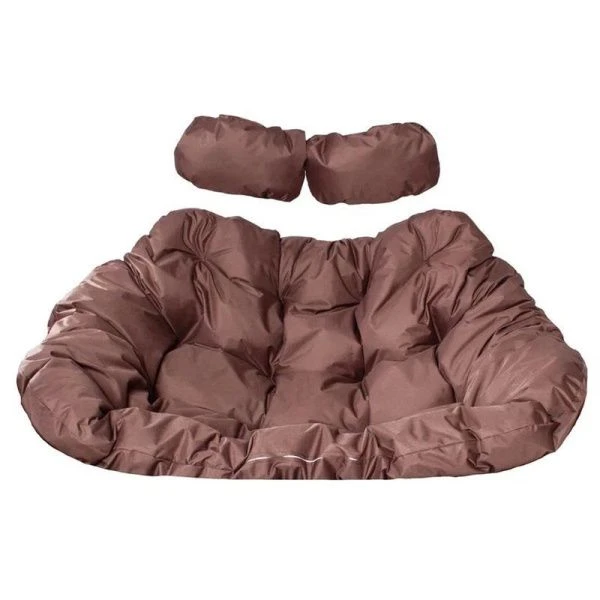 Кресло подвесное ДОБРЫНЯ Home с ротангом металл бежевое,корич.подушка 180*145*190см (max нагр.200кг)