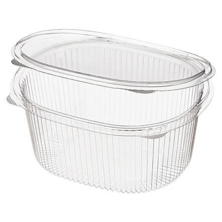 Контейнер одноразовый 1000мл полистирол овальный прозрачный с крышкой РКС-1000 (420)