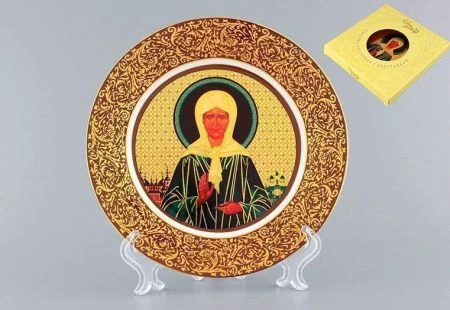 яяяТарелка декоративная настенная 20см с подставкой Матрона Московская (48)