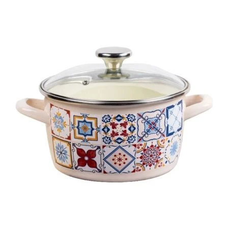 Кастрюля 3,5л эмаль ПОРТО империал со стекл.крышкой (4)