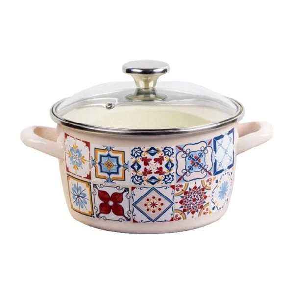 Кастрюля 3,5л эмаль ПОРТО империал со стекл.крышкой (4)