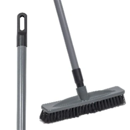 Щетка для пола пластик с черенком Эталон 26*120см серый (28)
