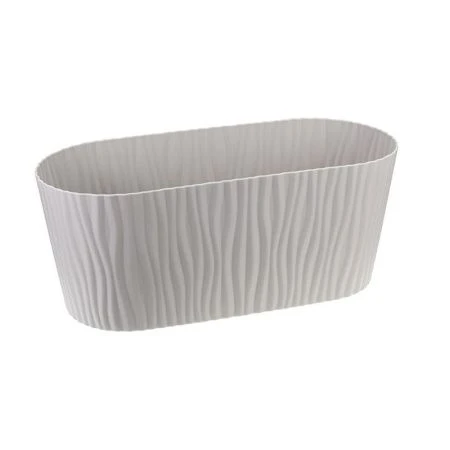 Кашпо 4,2л пластик ВОЛНА кремовый с вкладышем овальное (9)