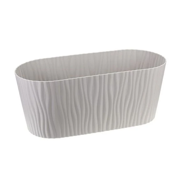 Кашпо 4,2л пластик ВОЛНА кремовый с вкладышем овальное (9)