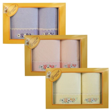 яяяНабор полотенец 2пр 45*90/65*135 махровые Моника подар.уп. N18-50