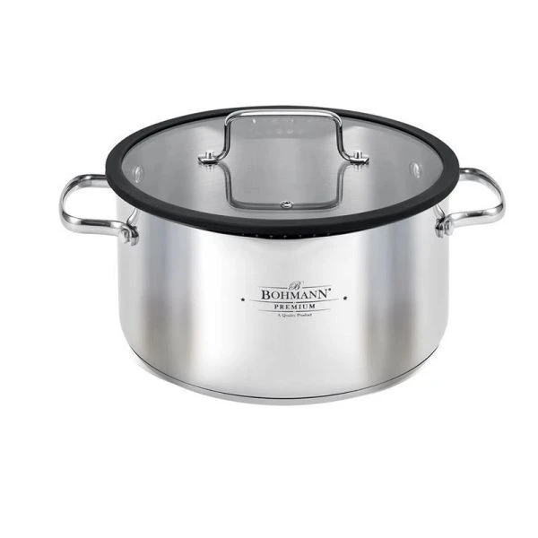 Кастрюля 5,9л нерж.сталь со сливом и стекл.крышкой BH - 0830-24 капсульное дно (6)