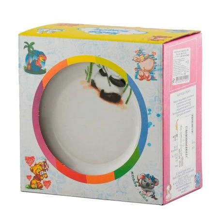Набор детской посуды 3пр (тарелка глубокая 200мл, мелкая тарелка 175мм, кружка 200мл) фарфор КРОХА Панда Идиллия (10)