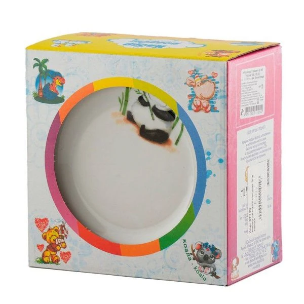 Набор детской посуды 3пр (тарелка глубокая 200мл, мелкая тарелка 175мм, кружка 200мл) фарфор КРОХА Панда Идиллия (10)