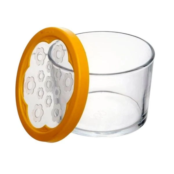 Банка 220мл стекло БЕЙСИК с желтой пласт.крышкой (12)