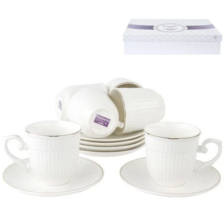 яяяКофейный набор 12пр 180мл фарфор с золотой обводкой Паллада подар.уп. (8)