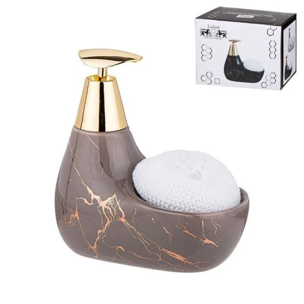 Дозатор для моющего средства с губкой 500мл 11*9*16см керамика Fantasy (24