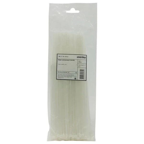 Хомут нейлон 250*3,6мм белый SBE-CT-36-250-w Smartbuy 100шт.