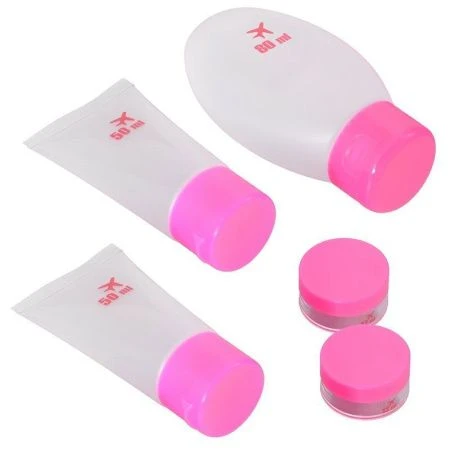 Дорожный набор 5пр (3 флакона 50/50/80мл, 2 баночки 10мл) пластик в косметичке Круиз (12/144)