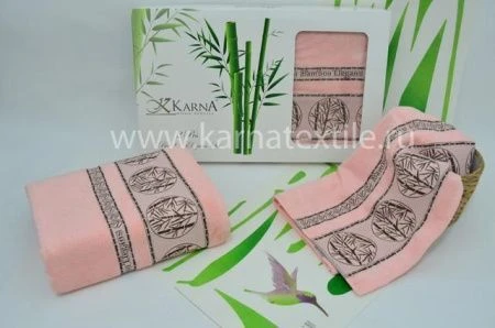 яяяНабор полотенец 2пр 50*90/70*140 бамбук Karna ELEGANS (грязной розовой)