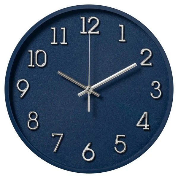 Часы настенные 28см пластик РУБИН Классика синие (10)