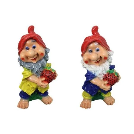 Фигура садовая ГНОМ с клубникой 30*35*62см полистоун