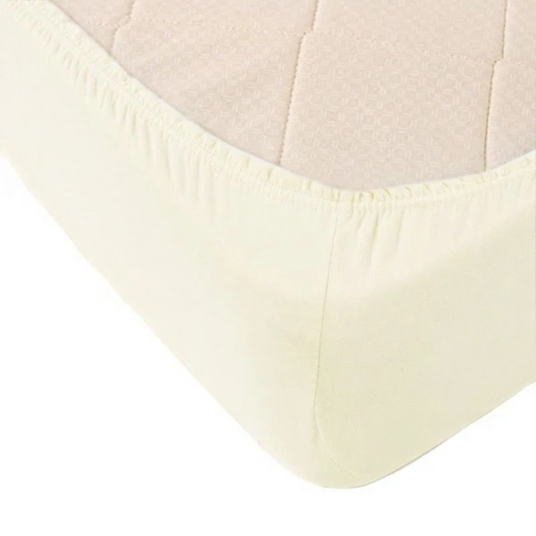 Простыня на резинке 1,5сп трикотаж ДомаРу Молочный 120*200+40