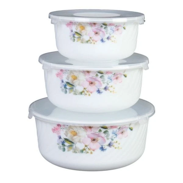 Салатники набор 3пр 0,6/1,1/1,6л стеклокерамика ШИПОВНИК с пласт.крышками GRAY-HDW3B (12)