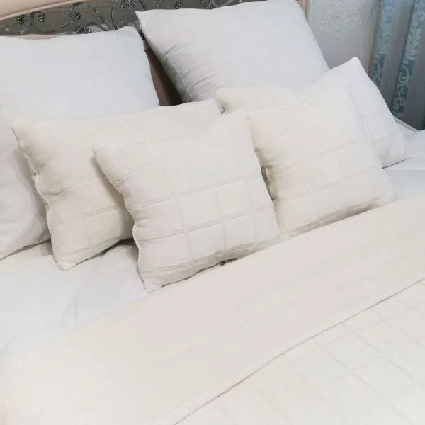 Плед 150*200 фланель ДомВелл рис. Клетка молочная