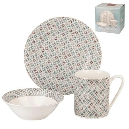 Столовый набор 12пр (тарелка 4шт. 19см, салатник 4шт. 14см, кружка 4шт. 370мл) фарфор Norwich (4)