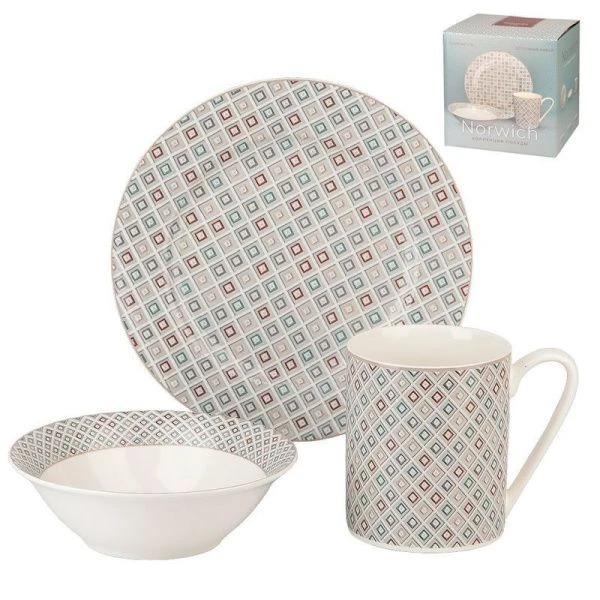 Столовый набор 12пр (тарелка 4шт. 19см, салатник 4шт. 14см, кружка 4шт. 370мл) фарфор Norwich (4)