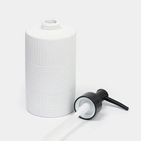 Набор для ванной комнаты ПОЛОСЫ 4 пр (мыльница, дозатор для мыла,  2 стакана )