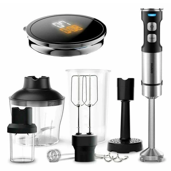 Блендер погружной нерж.сталь Centek CT-1367 черн/сталь 1500Вт, 8в1, LED-дисплей (6)