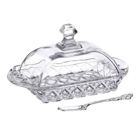 Масленка с ножом 17*11*9см стекло Muza (24)