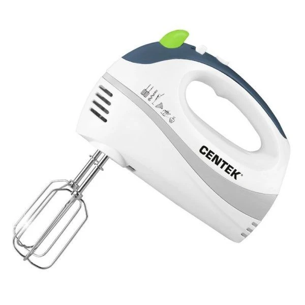 Миксер нерж.сталь/пластик Centek CT-1104 белый/стальной 280Вт, 5 скоростей, взбивание/замешивание (6